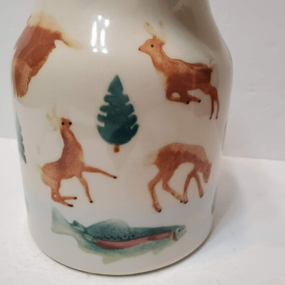 Hartstone Pottery High Country Ceramic Pitcher Vintage 90s Bear Bison Deer Moose - Picture 6 of 8